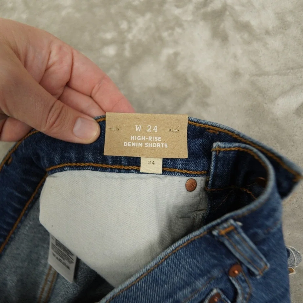 Madewell High Rise Denim Shorts Women's 24 Blue Raw Hem Cuffed Beach Boho‎